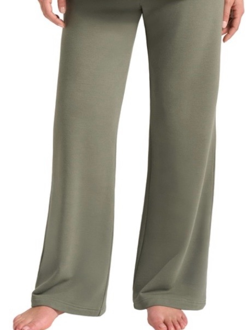 NWT High Rise French Terry Wide Leg Pants Olive - Soft Stretch Max MIA